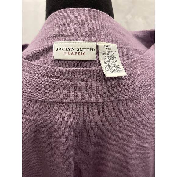 JACLYN SMITH Classic Silk Cashmere 3/4 Sleeve Lilac Knit Pullover Sweater Small - Picture 8 of 8